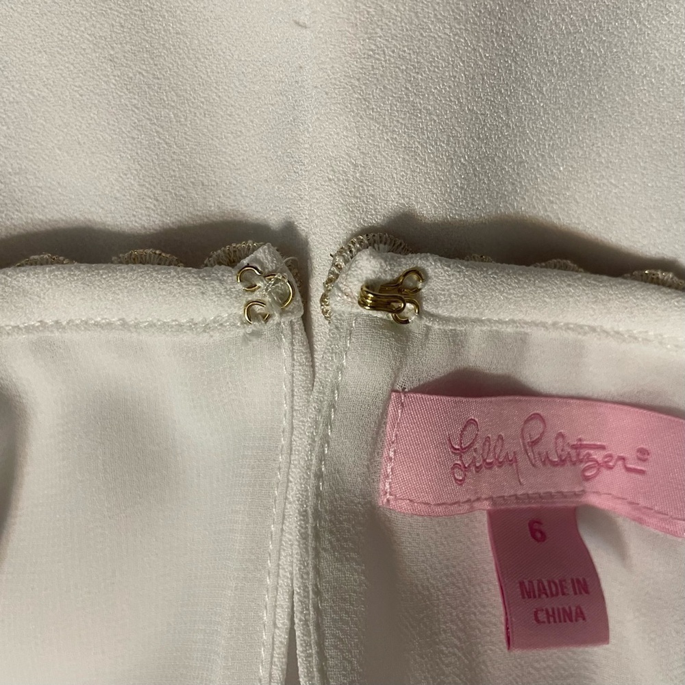 Lilly Pulitzer Pearl White Shift Dress Resort White Gold Halter - Picture 10 of 12